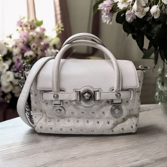 Versace Nappa Trapuntata Triangle Quilted Studded Bag - Picture 1 of 11